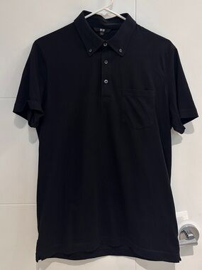 UNIQLO Black Short-Sleeve Polo with Chest Pocket